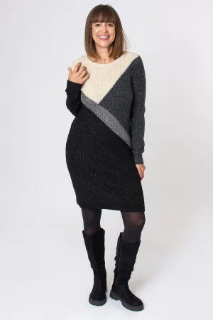 Lurex Colour Block Knitted Dress