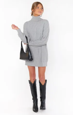 Montreal Mini Dress - Grey Cable Knit