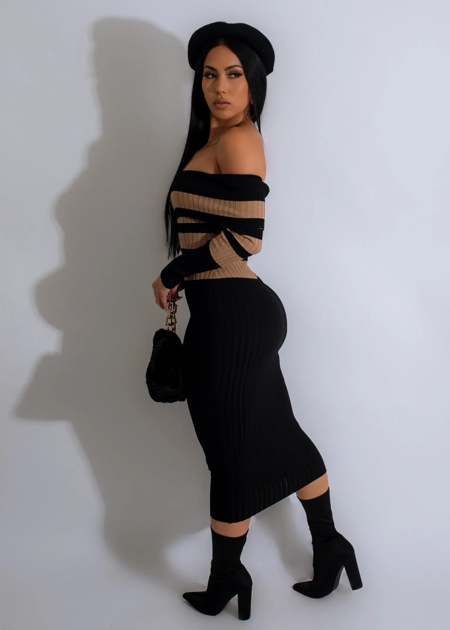 Rome Night Knitted Midi Dress Nude