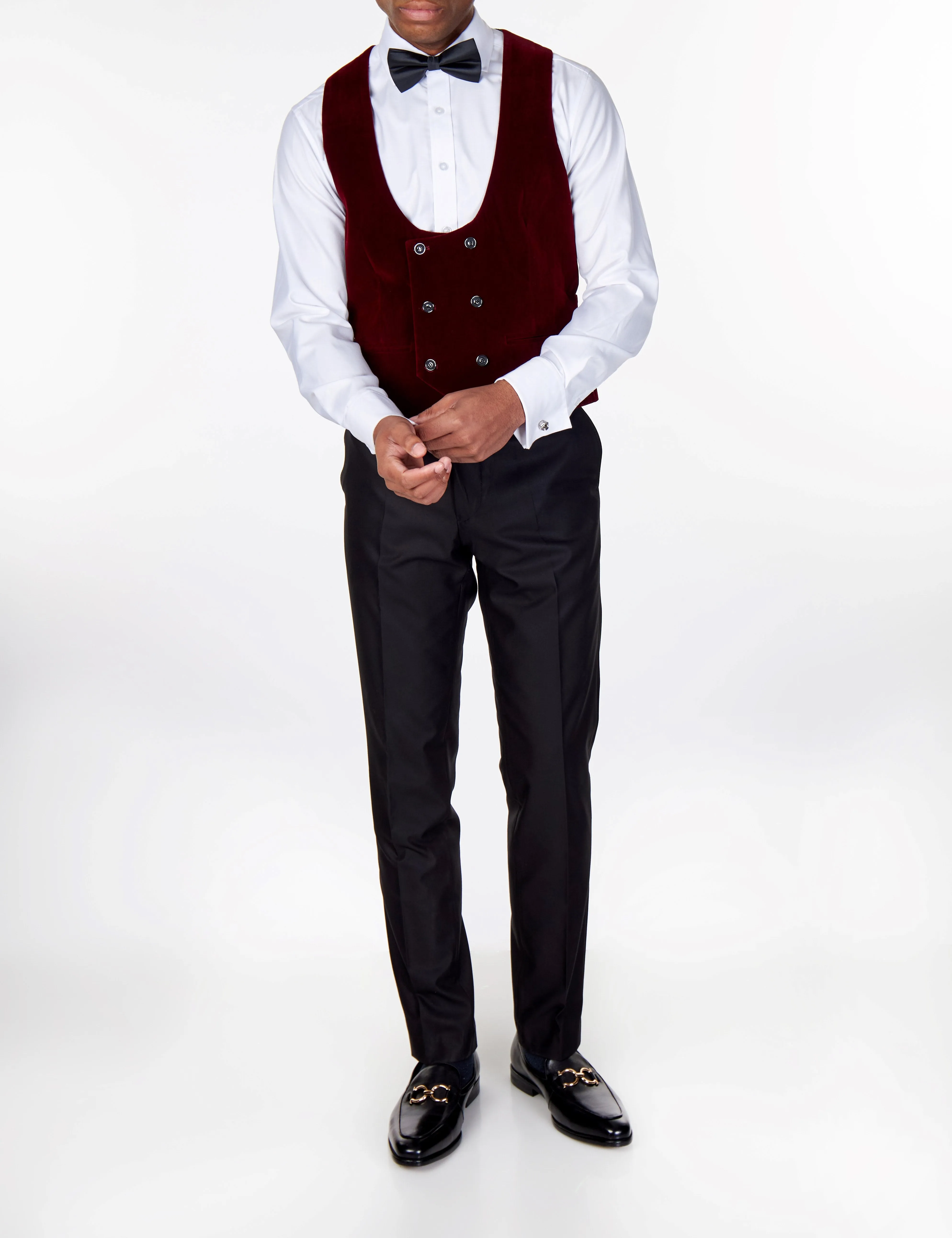 SAM Burgundy Velvet Low U Cut Waistcoat