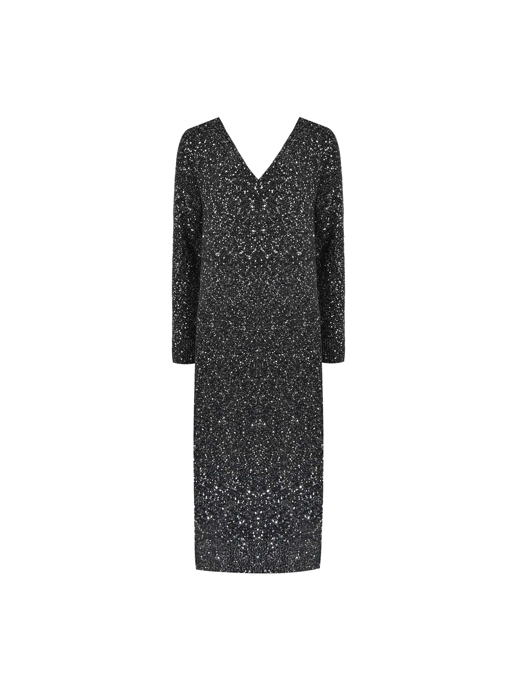 Sequin V-Neck Knitted Dress