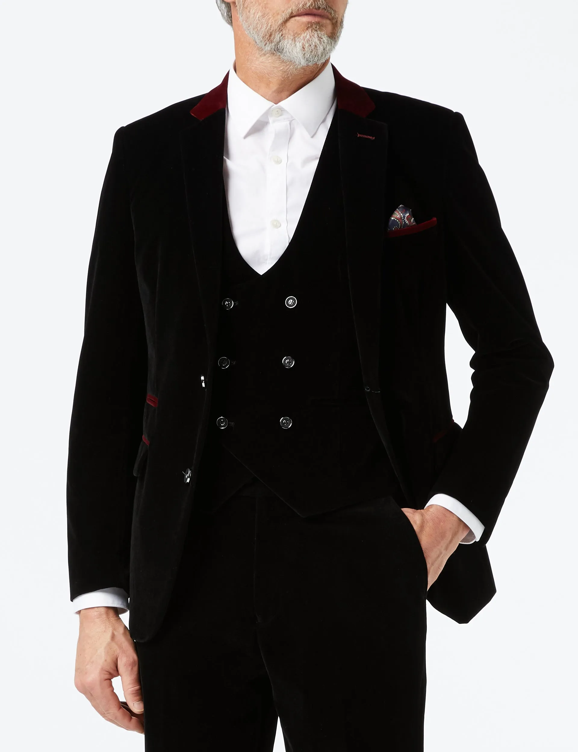 TIM - Black Velvet 3 Piece Wedding Suit