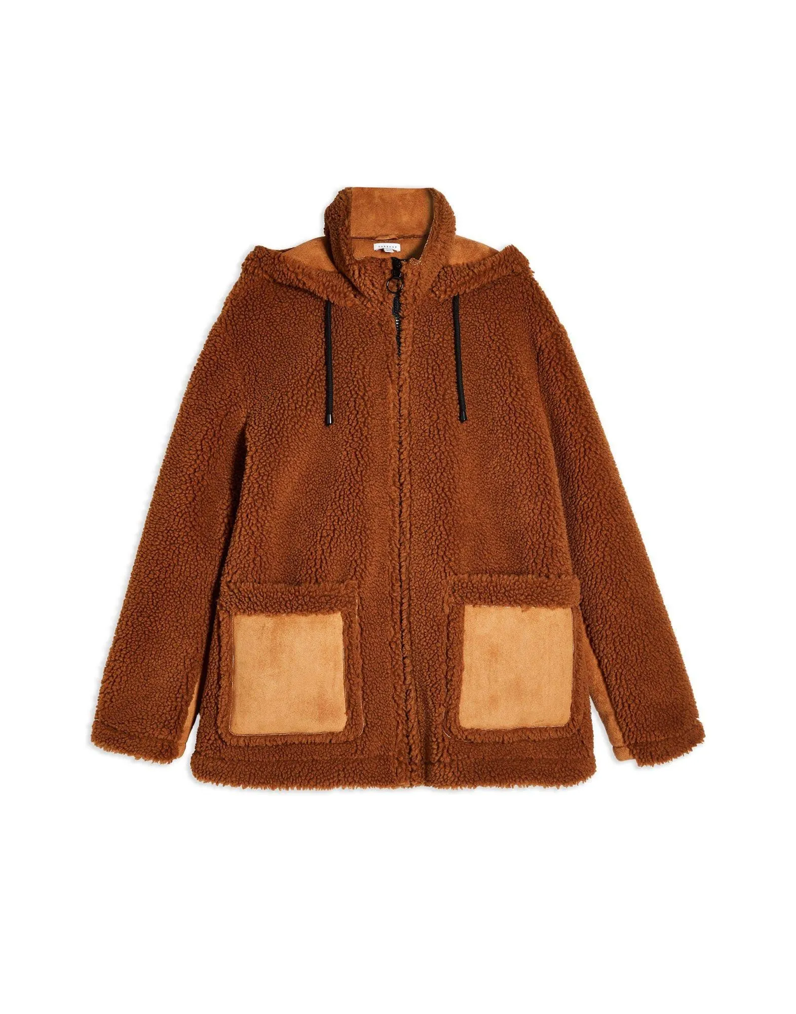 TOPSHOP - Vinnie Hooded Faux Shearling Jacket