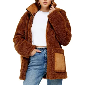 TOPSHOP - Vinnie Hooded Faux Shearling Jacket