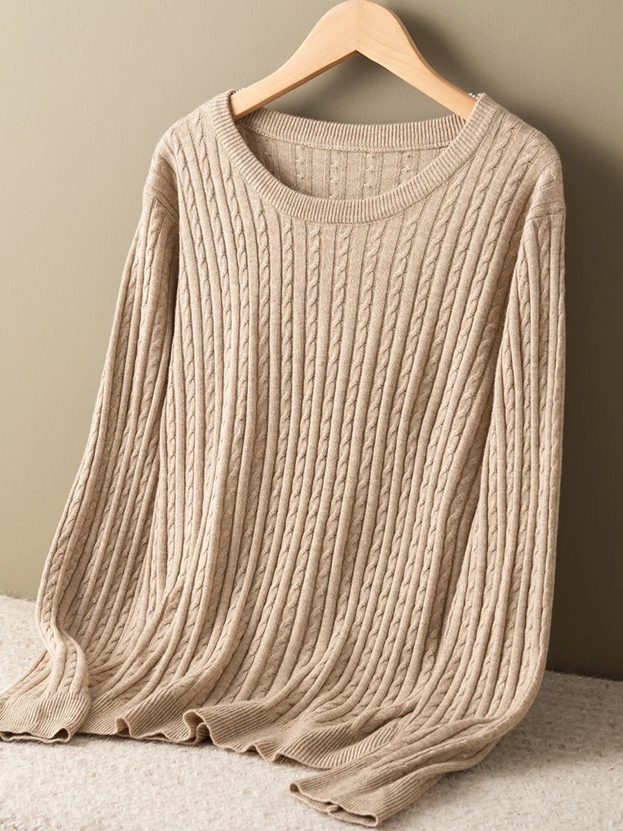 Women Autumn Solid Jacquard Turtleneck Wool Sweater