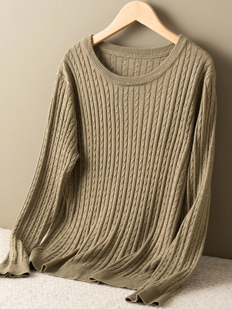 Women Autumn Solid Jacquard Turtleneck Wool Sweater